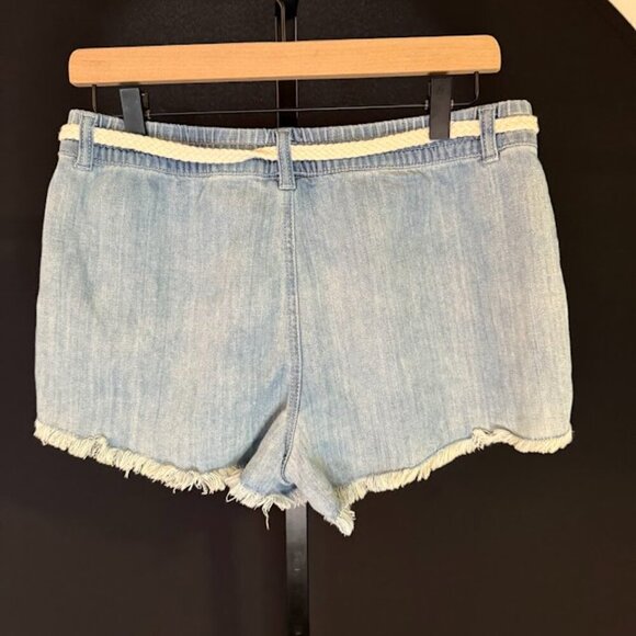 Aerie Denim Rope Tie Fringe Shorts - Picture 4 of 6